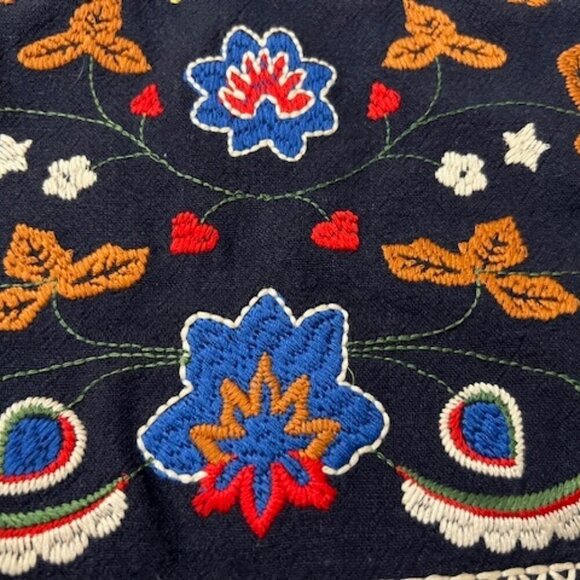 Umgee Island Girl Embroidered Mini Skirt Bird Floral Boho Pom Pom Trim Size Sm - Picture 5 of 8